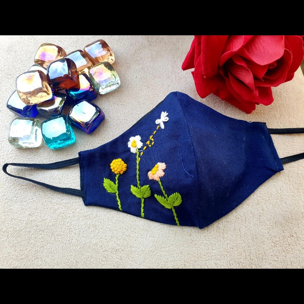 Hand embroidered mask for adults